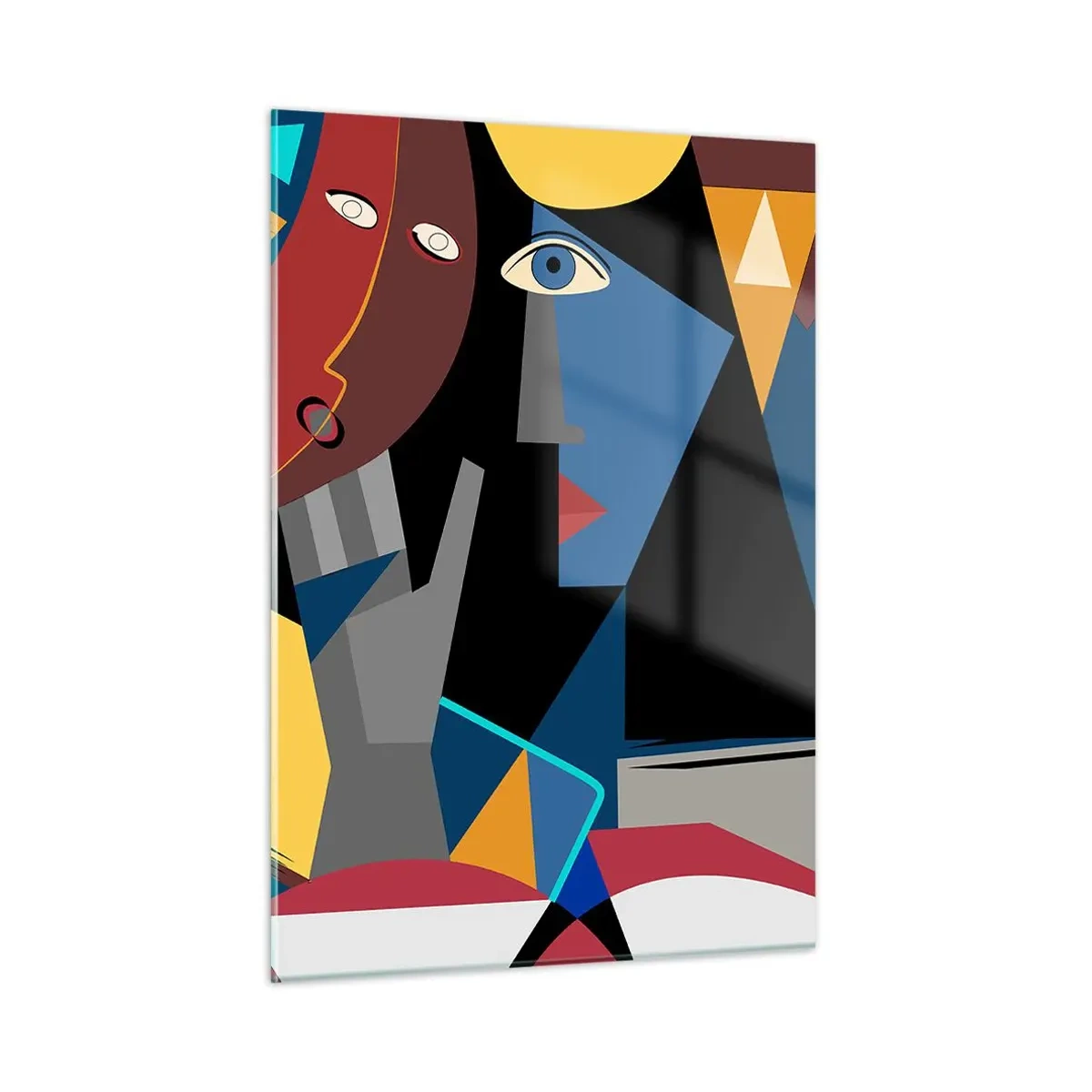 Glastavla - Bild på glas - Kubistiskt samtal - 50x70 cm