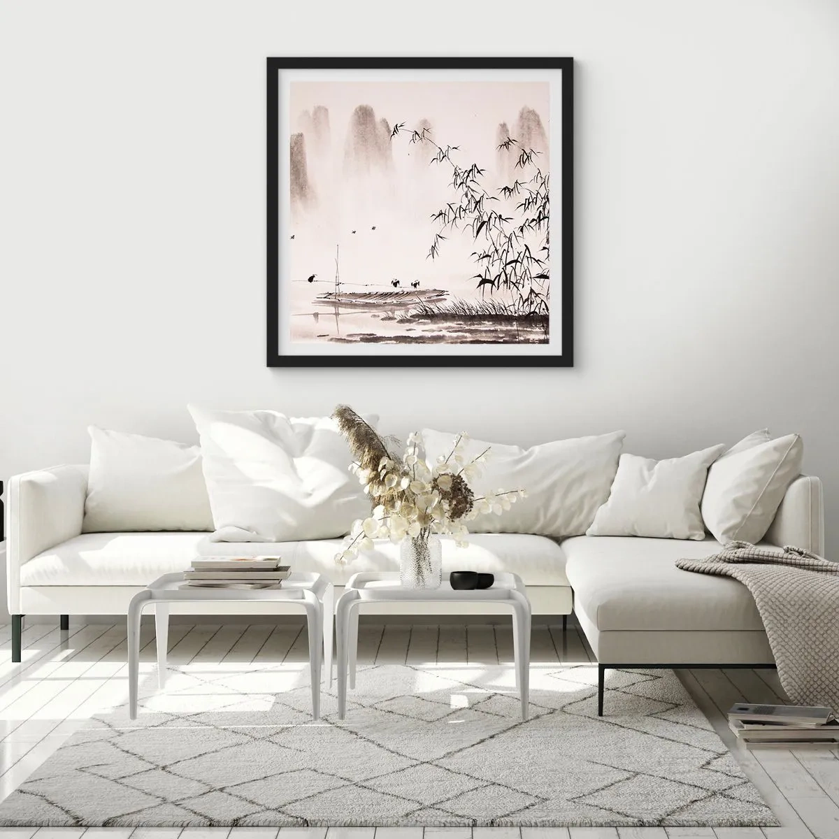 Affisch i svart ram - Risfältens tystnad - 50x50 cm