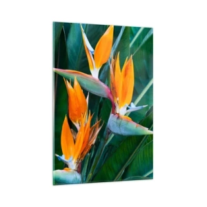 Glastavla - Bild på glas - Är det en blomma, eller en fågel? - 80x120 cm