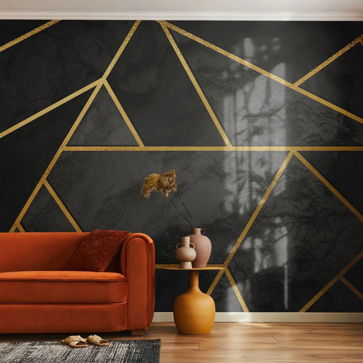 Fototapet Premium Canvas - Mörker och sken - Abstraktion, Bit, Modernt mönster - 100x70 cm