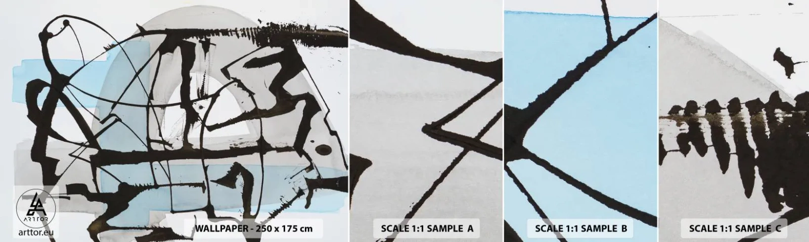 Fototapet Prov Standard Eco - Blått trots allt - Abstraktion, Bit, Kaos - 100x30 cm