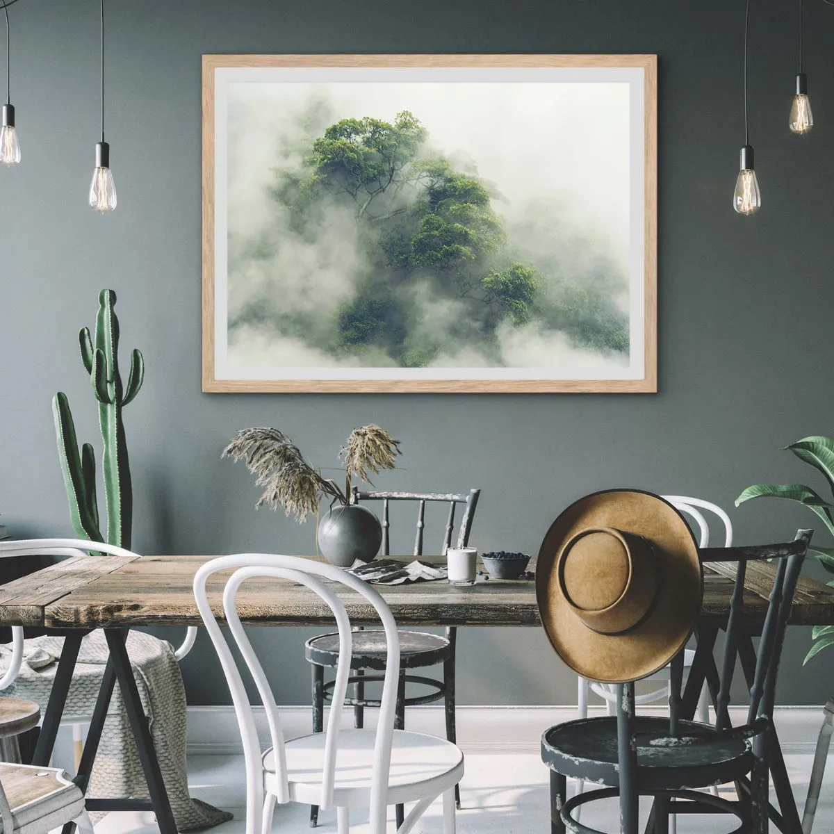 Affisch i ram av ljusek - Insvept i dimma - 50x40 cm