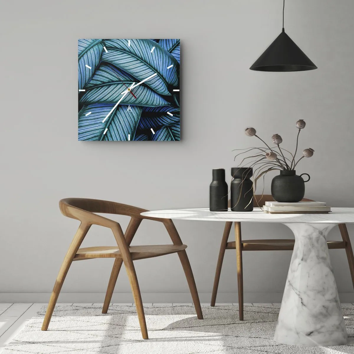 Väggklocka - Klocka på glas - Livslinjer - 40x40 cm
