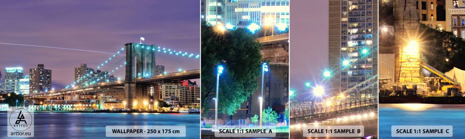 Fototapet Prov Standard Eco - Brooklyn-bron sedan många år - Stad, New York, Brooklyn Bridge - 100x30 cm