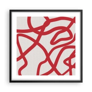 Affisch i svart ram - Rött på vitt - 50x50 cm