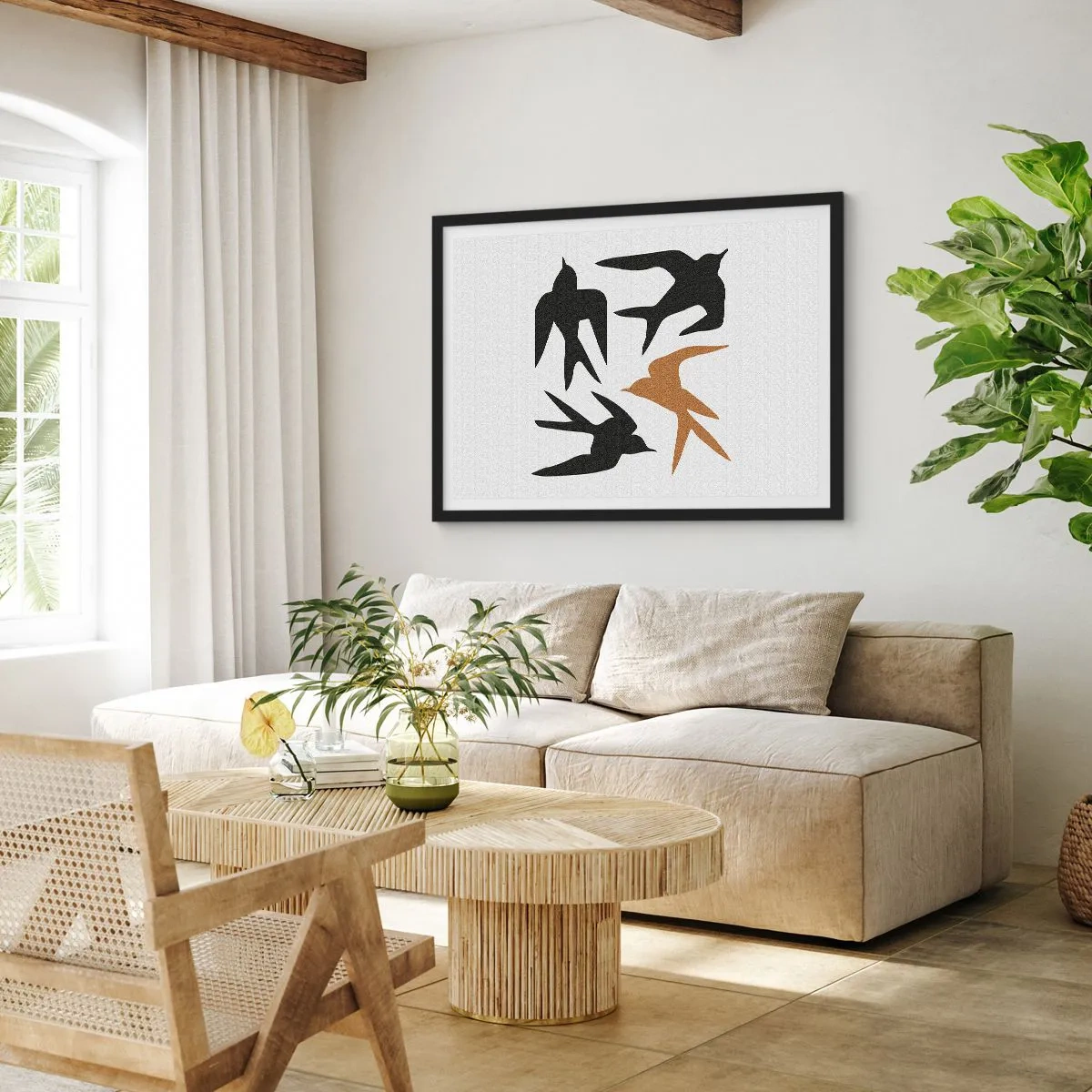 Affisch i svart ram - Svalornas lek - 100x70 cm