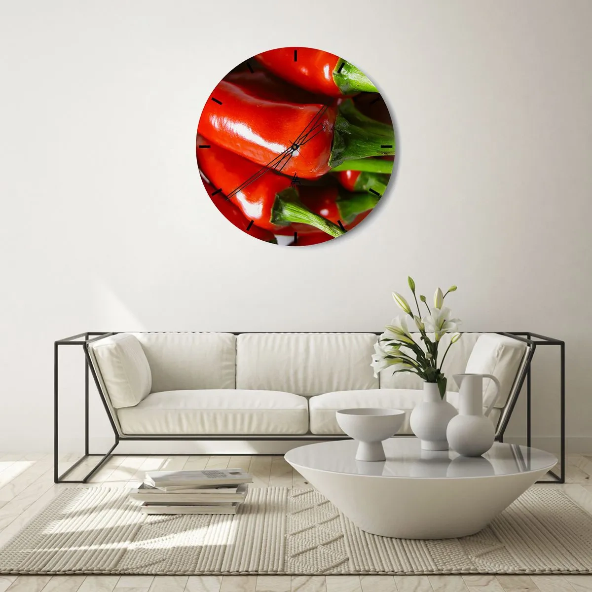 Väggklocka - Klocka på glas - Saftiga, glänsande, släta - 40x40 cm