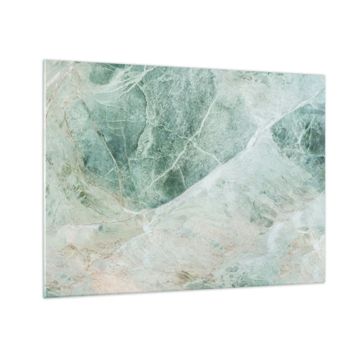 Glastavla - Bild på glas - Grönbeige textur som liknar natursten - 70x50cm - Stenens ädla svalka - Modern väggdekoration för vardagsrum och sovrum ARTTOR