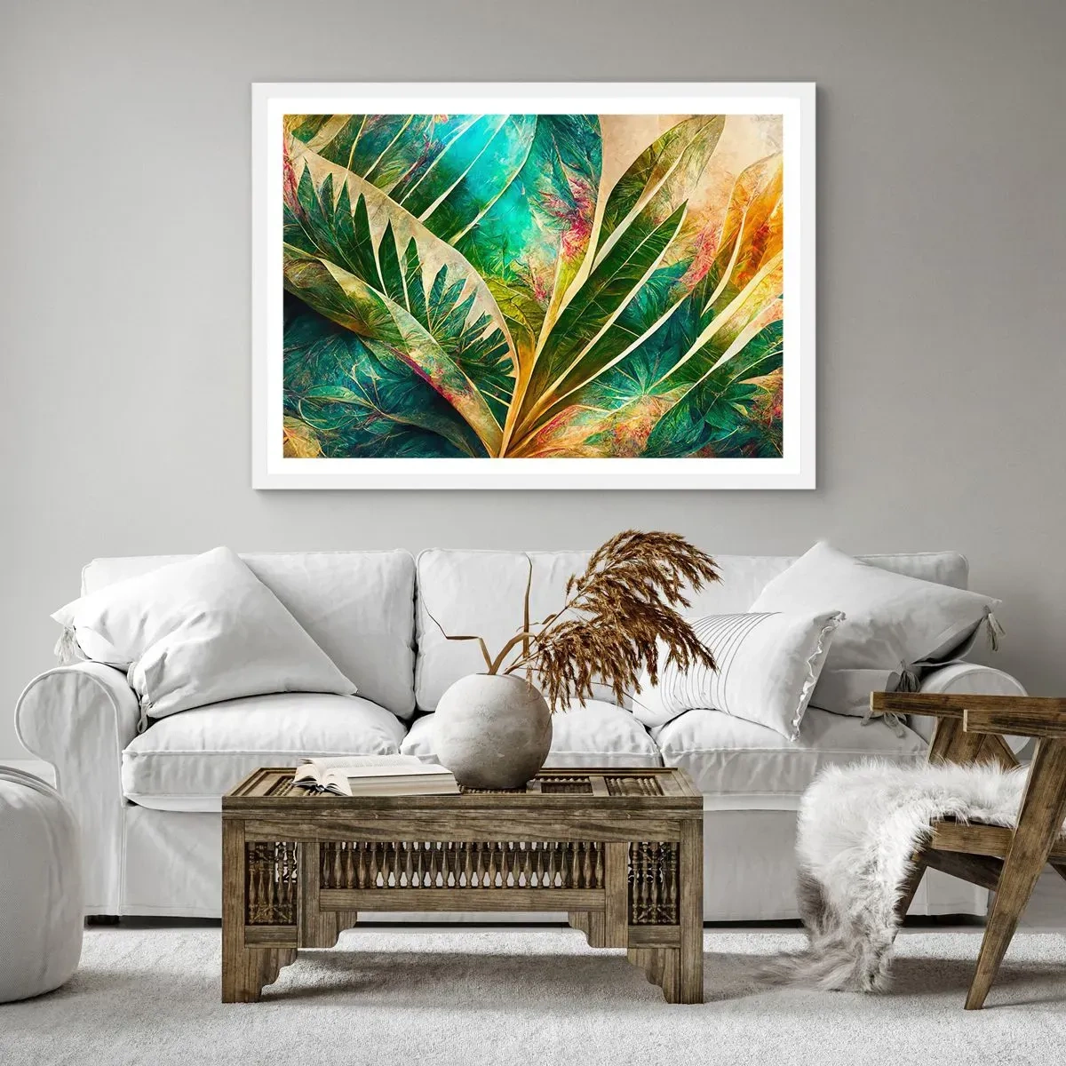 Affisch i vit ram - Färger i tropikerna - 70x50 cm