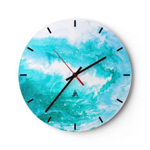 Väggklocka - Klocka på glas - I elementets kärna - 40x40 cm