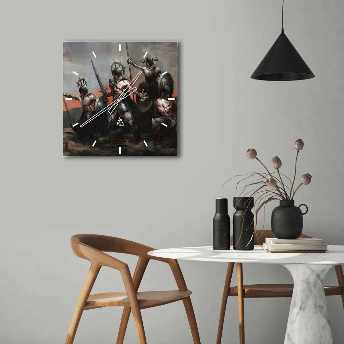 Väggklocka - Klocka på glas - Med eller på skölden - 40x40 cm