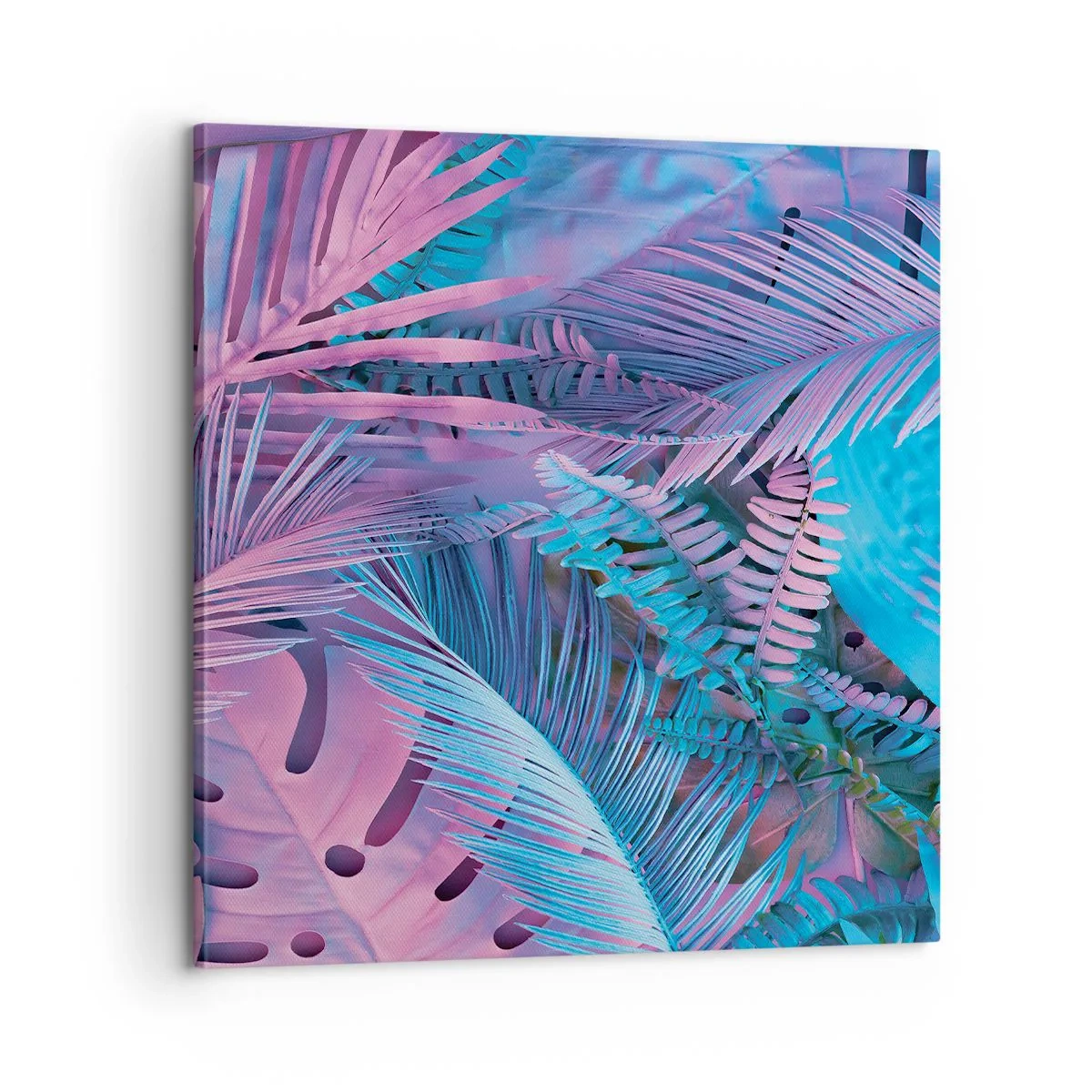 Canvastavla - Bild på duk - Tropiken i rosa och blått - 60x60 cm