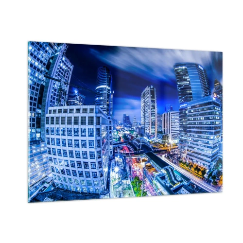 Glastavla - Bild på glas - Stadens nattrytmer - 100x70 cm