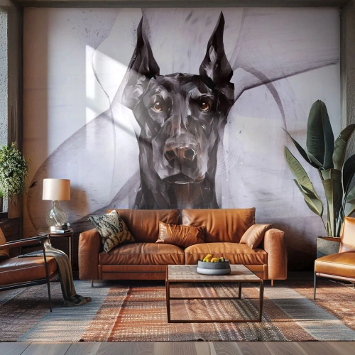 Fototapet på mått Premium Sand - Rasren - Abstraktion, Doberman, Hund