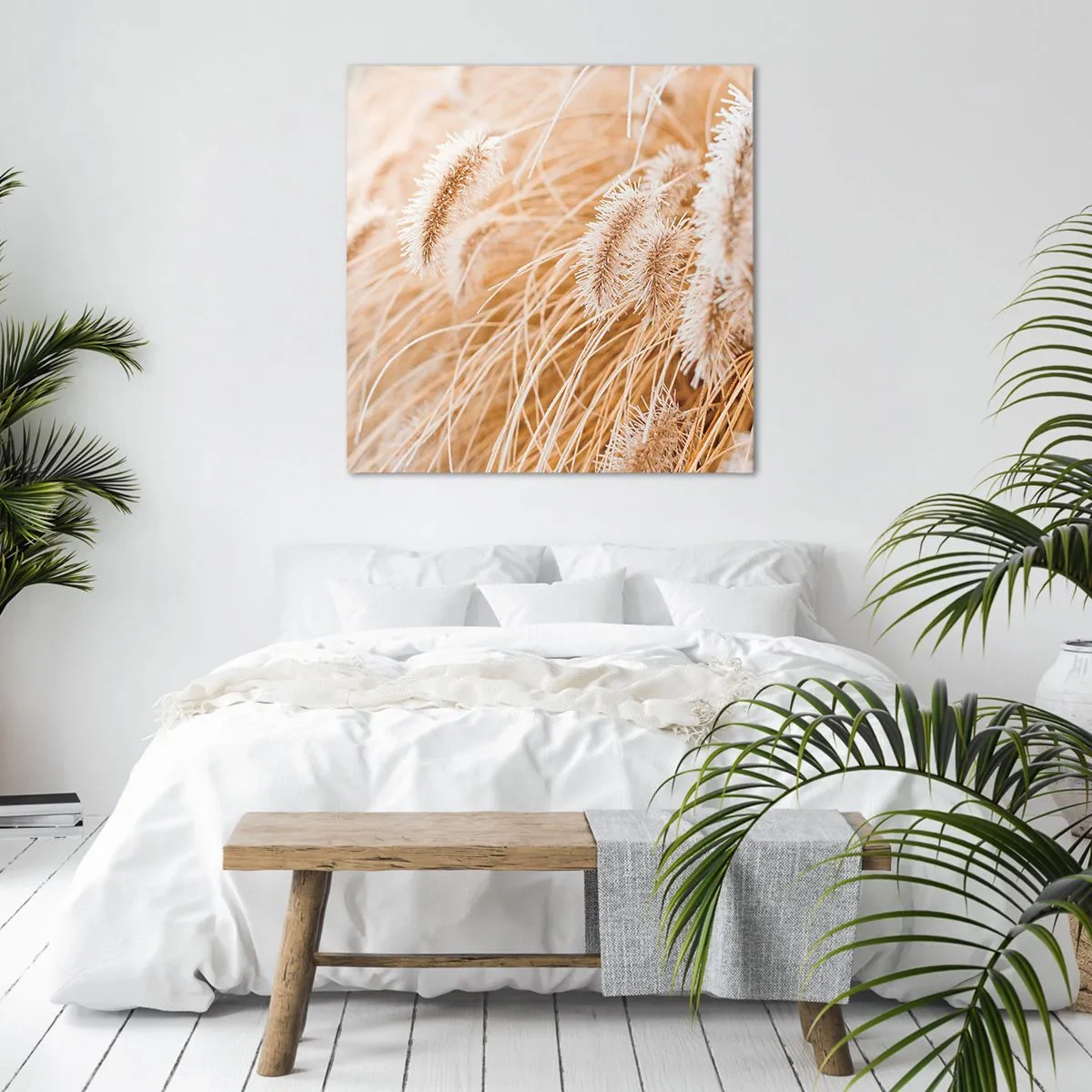 Canvastavla - Bild på duk - Gyllene gräsrassel - 50x50 cm