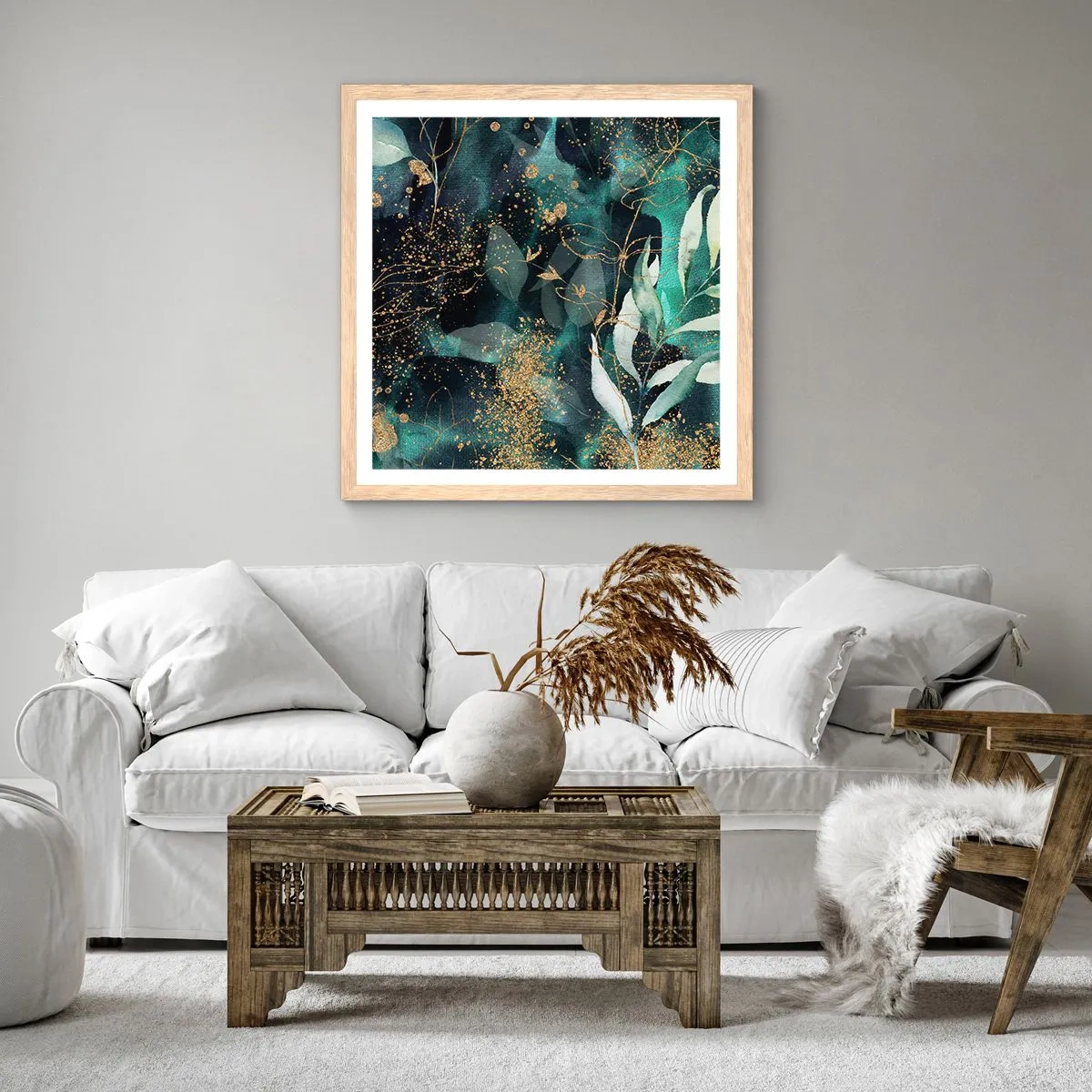 Affisch i ram av ljusek - Förtrollad trädgård - 40x40 cm