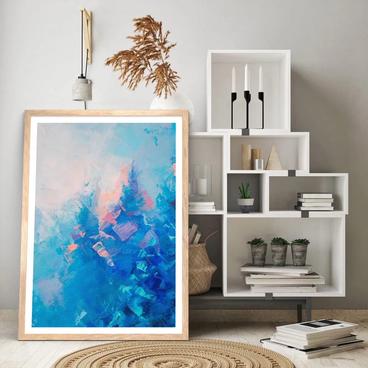 Affisch i ram av ljusek - Vinterabstraktion - 61x91 cm