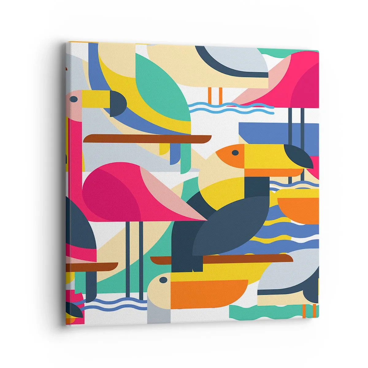 Canvastavla - Bild på duk - Fågelparty - 40x40 cm