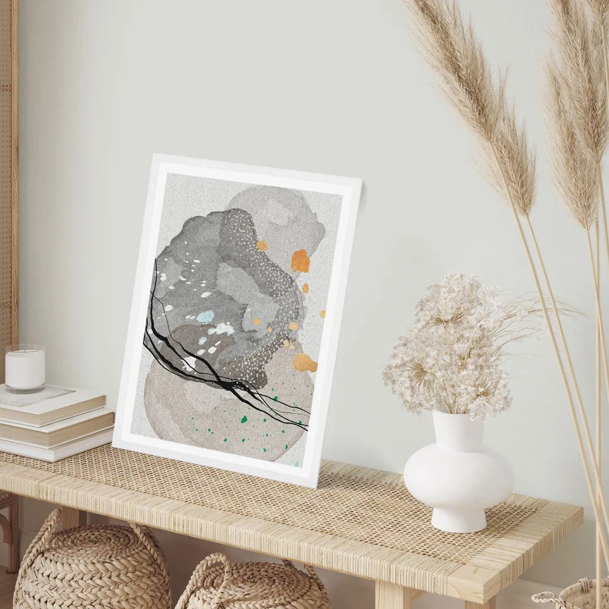 Affisch i vit ram - Organisk komposition - 30x40 cm