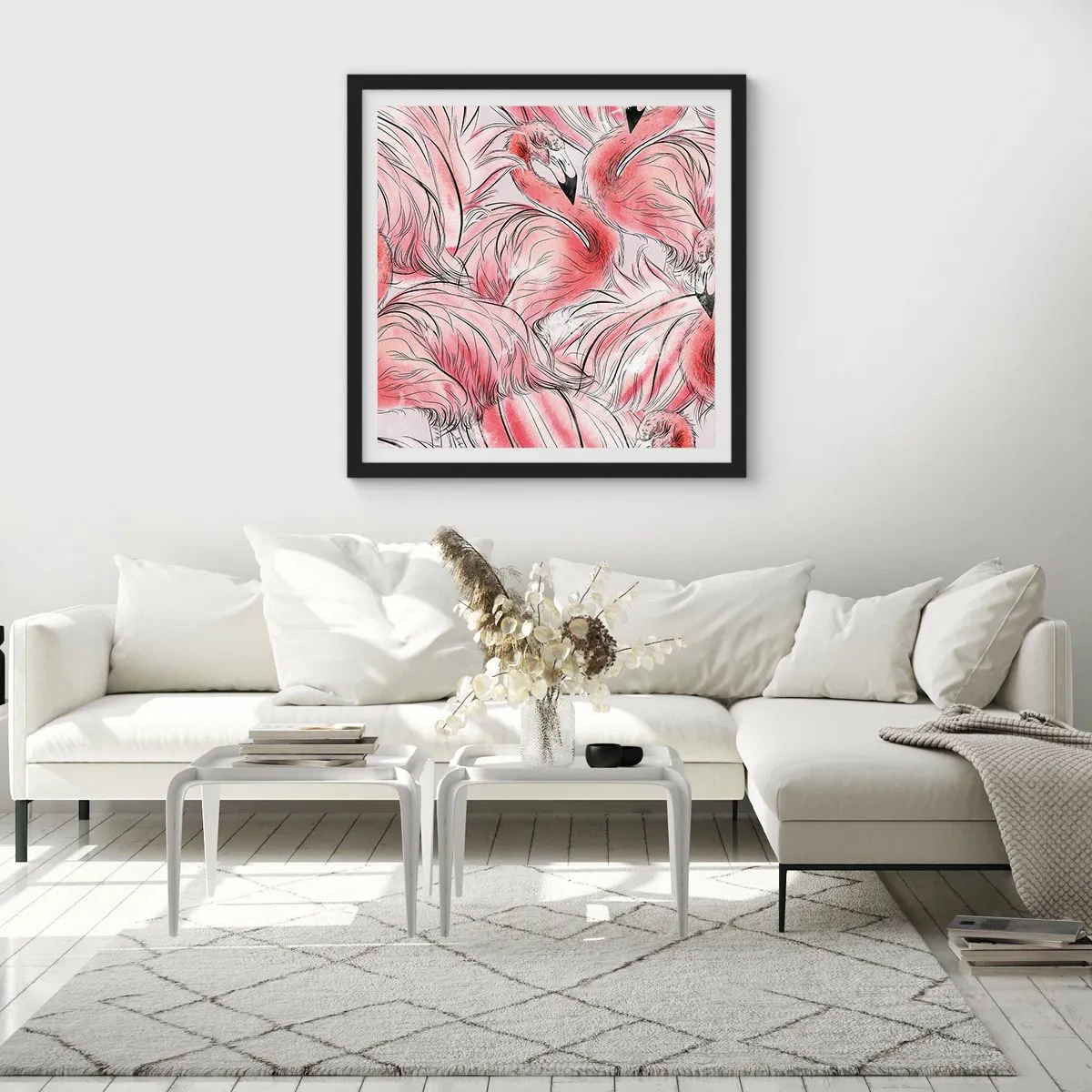 Affisch i svart ram - Fåglarnas corps de ballet - 50x50 cm