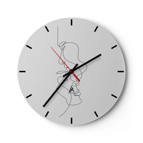 Väggklocka - Klocka på glas - Minimalistiska ansiktskonturer i svarta linjer mot vit bakgrund - 30x30cm - Sentimentala lustens glöd - Modern väggdekoration för vardagsrum, kök och sovrum ARTTOR