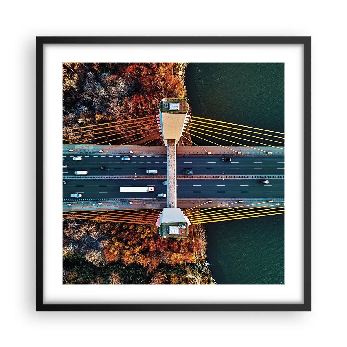 Affisch i svart ram - Bortom vatten, bortom skog - 50x50 cm