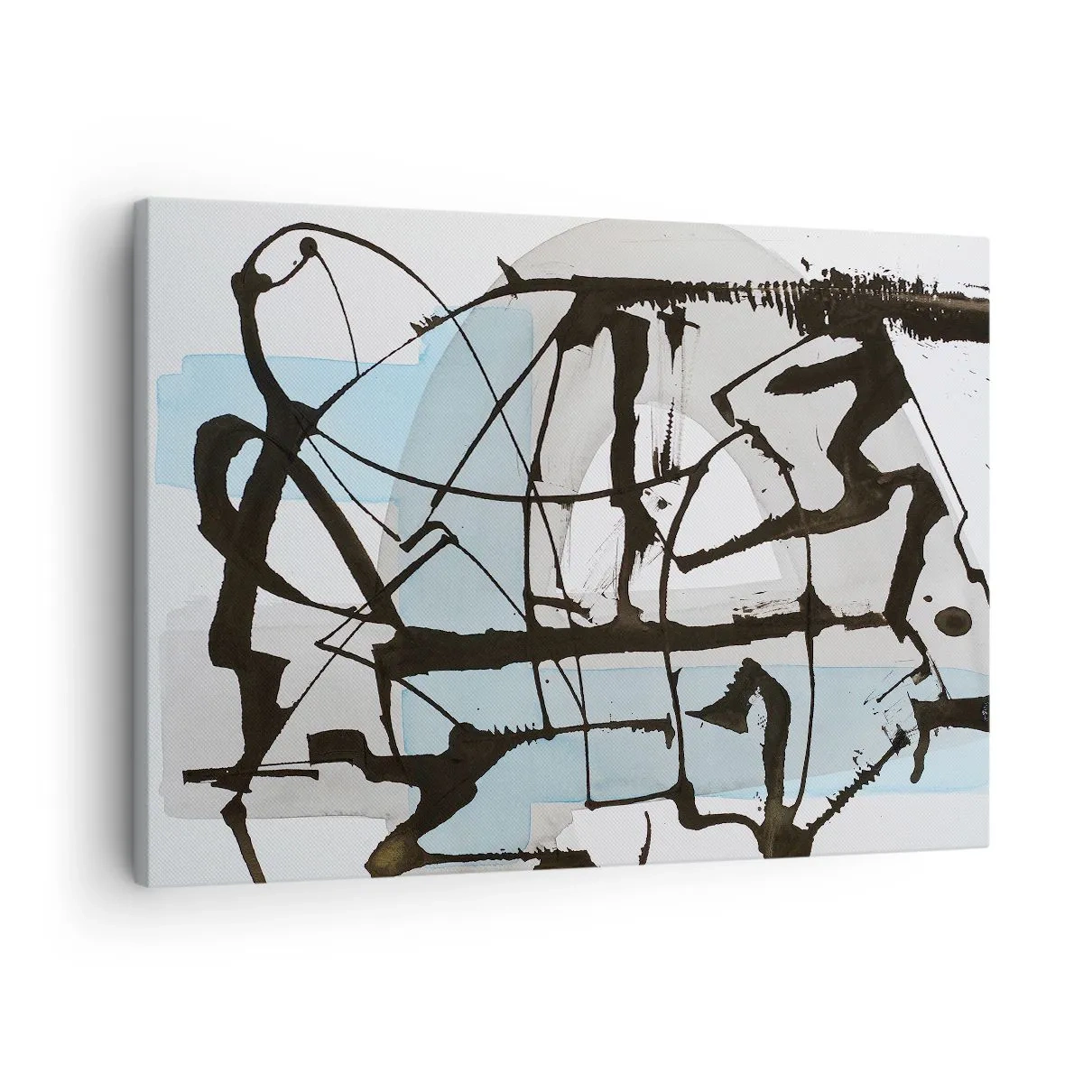 Canvastavla - Bild på duk - Abstrakta linjer och former i blått och svart - 70x50cm - Blått trots allt - Modern väggdekoration för vardagsrum och sovrum ARTTOR