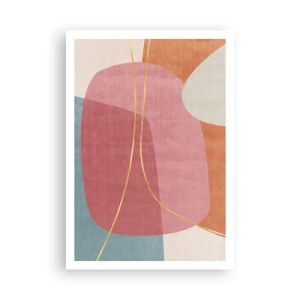 Affisch - Pastellkomposition med guldtråd - 70x100 cm