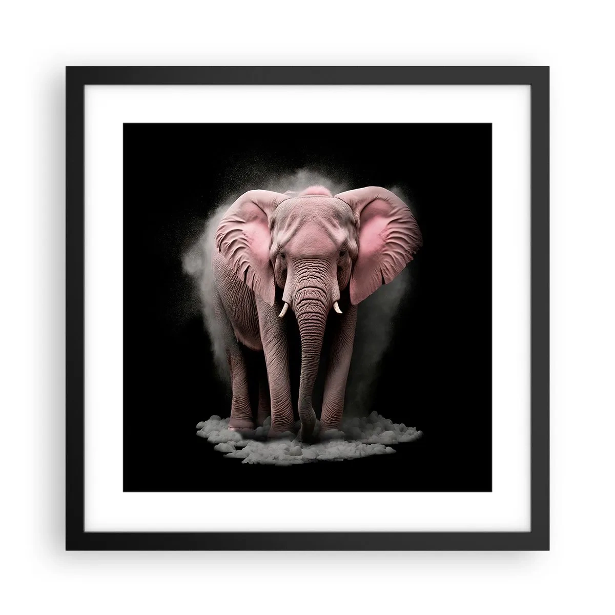 Affisch i svart ram - Tänk inte på en rosa elefant! - 40x40 cm