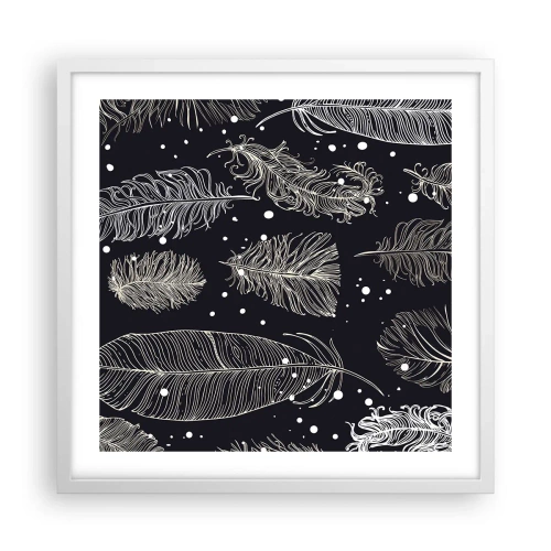 Affisch i vit ram - Fjäderspets - 50x50 cm