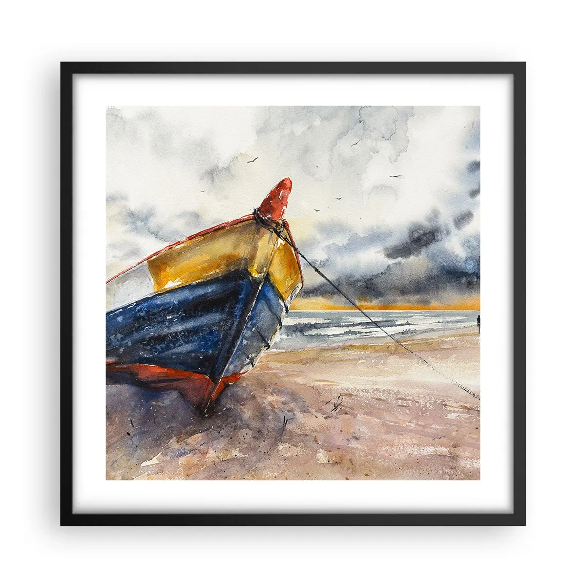 Affisch i svart ram - Vila på stranden - 50x50 cm