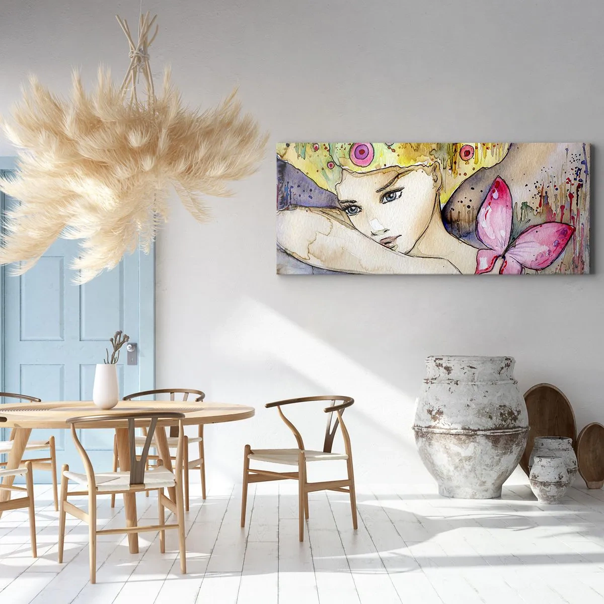 Canvastavla - Bild på duk - fjärilprincessa - 100x40 cm