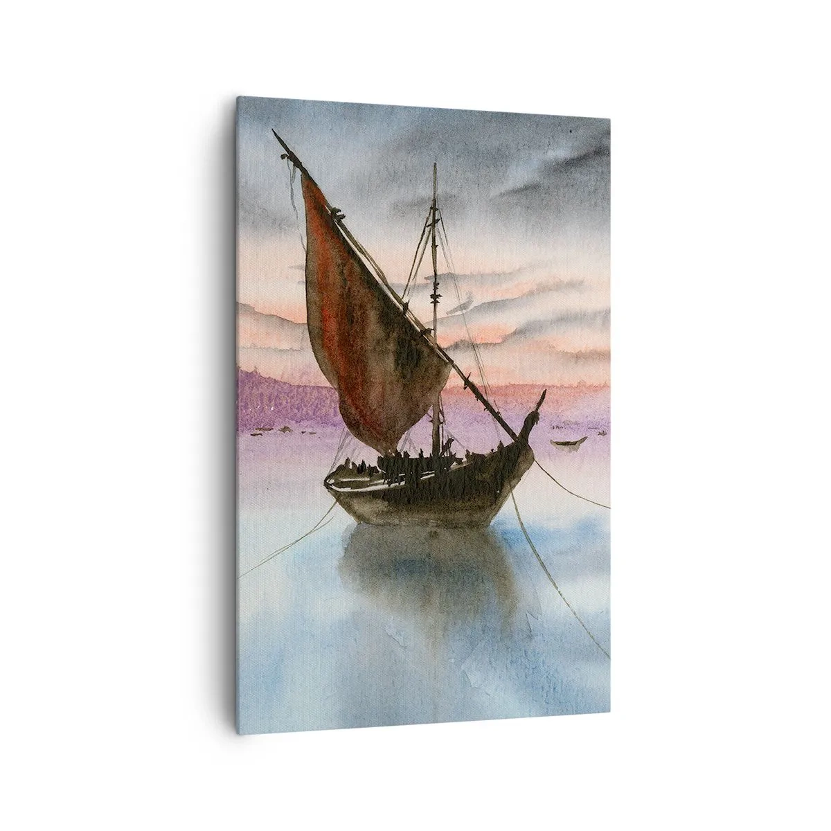 Canvastavla - Bild på duk - Kväll i hamnen - 80x120 cm