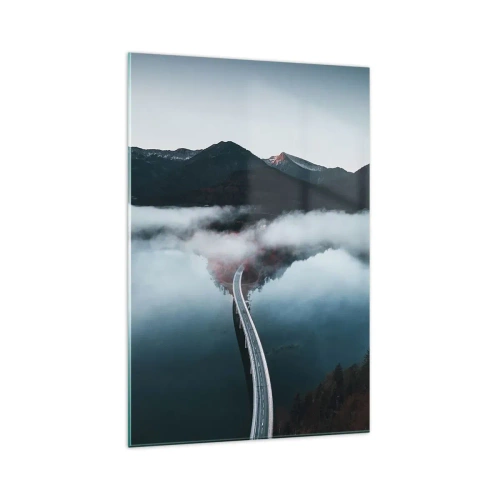 Glastavla - Bild på glas - Över ett vatten som är så slätt som en spegel - 70x100 cm