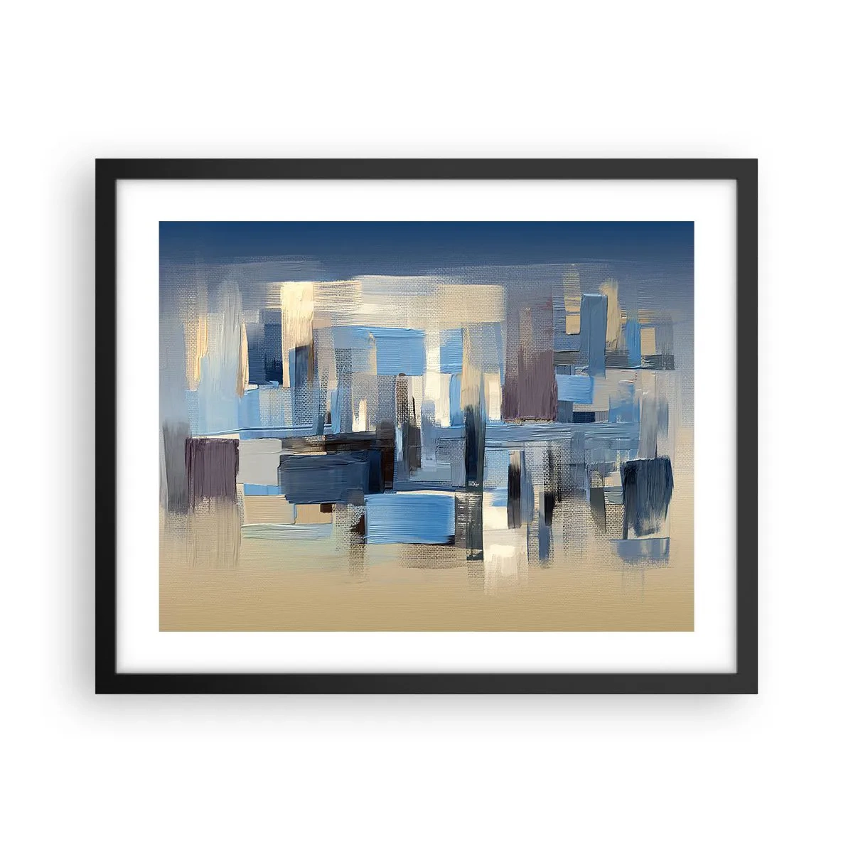 Affisch i svart ram - Blå konstruktion - 50x40 cm
