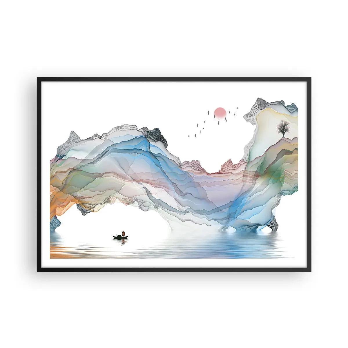 Affisch i svart ram - Mot kristallfjäll - 100x70 cm