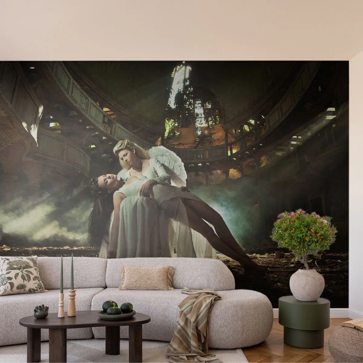 Fototapet Premium Canvas - Gamla teaterns anda - Kvinna, Ängel, Bit - 200x140 cm