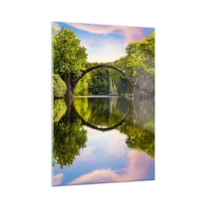 Glastavla - Bild på glas - På skarven mellan två världar - 50x70 cm