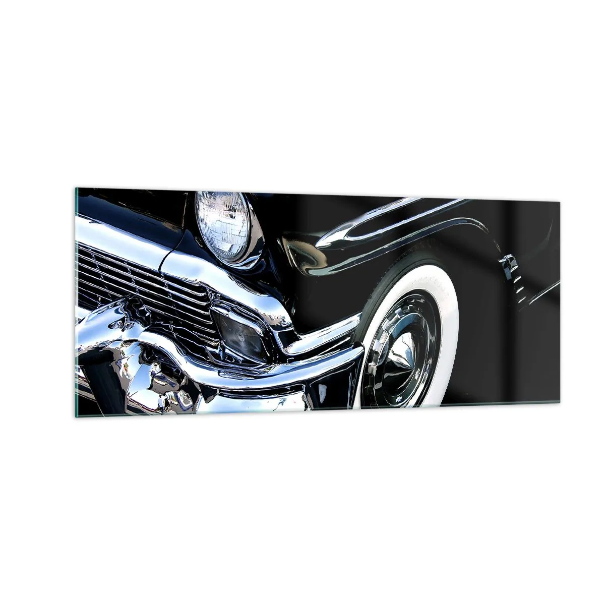 Glastavla - Bild på glas - Klassik i silver, svart och vit - 100x40 cm