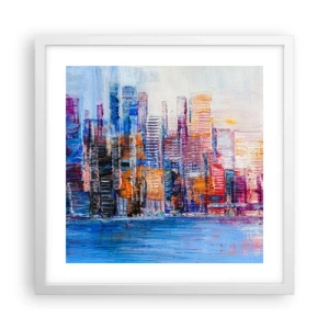Affisch i vit ram - En glädjefylld metropol - 40x40 cm