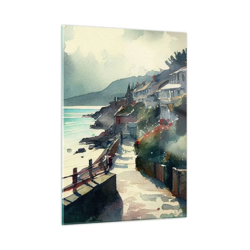 Glastavla - Bild på glas - Medelhavsstad - 50x70 cm