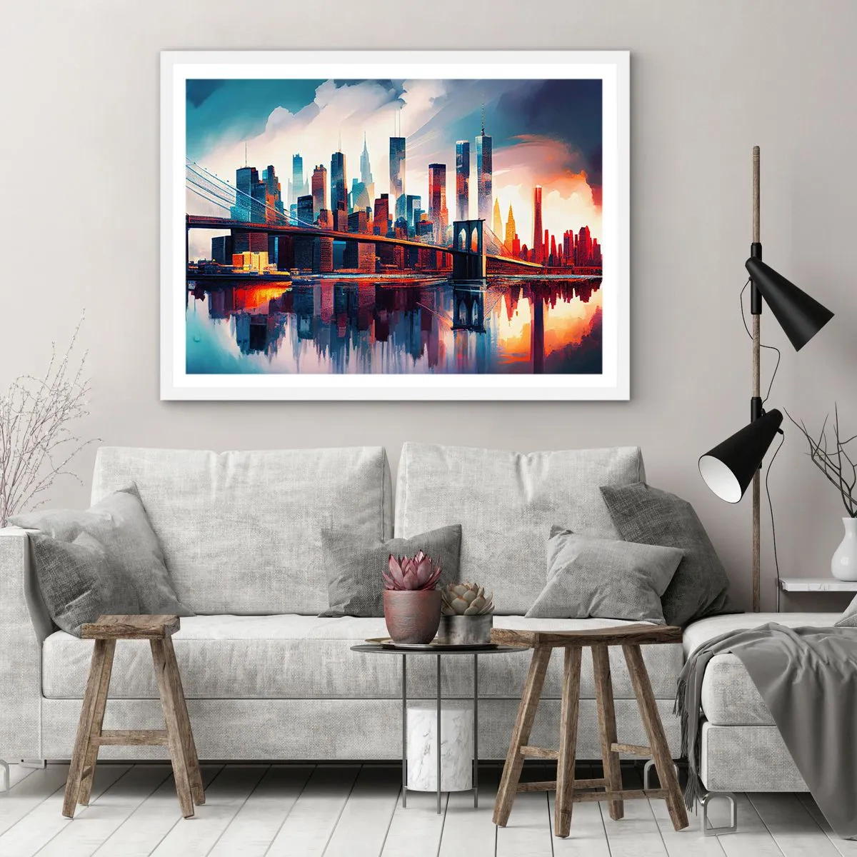 Affisch i vit ram - Fenomenala New York - 100x70 cm