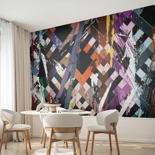 Fototapet Standard Eco - Kvadraten - Abstraktion, Bit, Modernt mönster - 500x350 cm