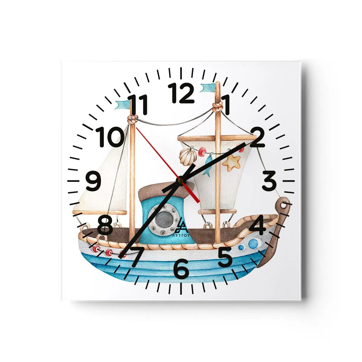 Väggklocka - Klocka på glas - Ohoj, äventyret! - 30x30 cm