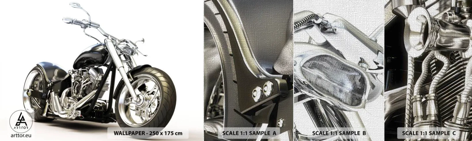 Provbit av fototapet Premium Canvas - Kraft med karaktär - Bil, Motorcykel, Resa - 100x30 cm