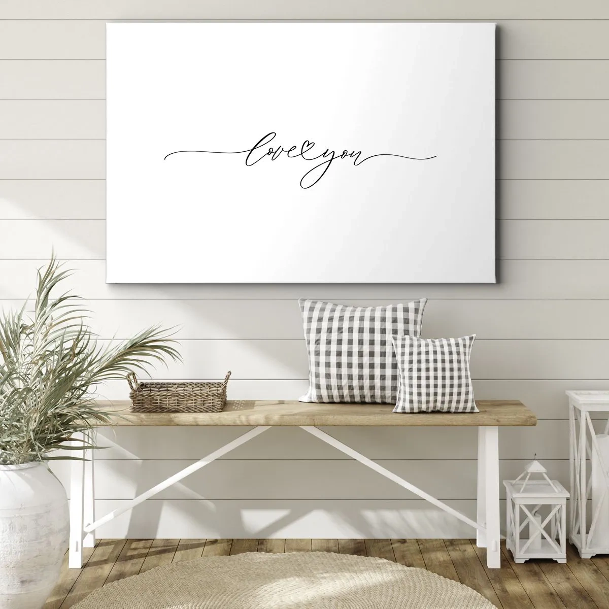 Canvastavla - Bild på duk - Inskriptionen "Jag älskar dig" i ett elegant typsnitt - 70x50cm - Svart på vitt - Modern väggdekoration för vardagsrum och sovrum ARTTOR