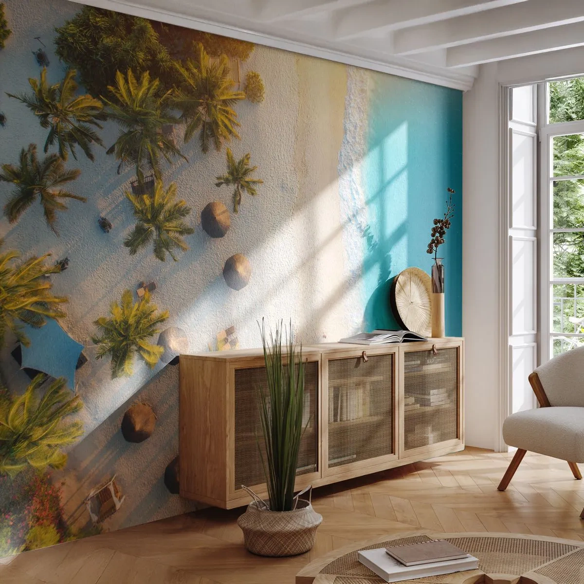 Fototapet Premium Canvas - Välkommen till paradiset - Strand, Palmer, Exotism - 250x175 cm