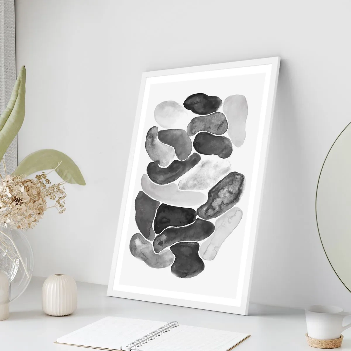 Affisch i vit ram - Stenig abstraktion - 70x100 cm