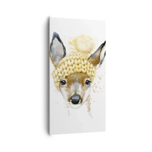 Canvastavla - Bild på duk - För vinter i insnöad skog - 65x120 cm