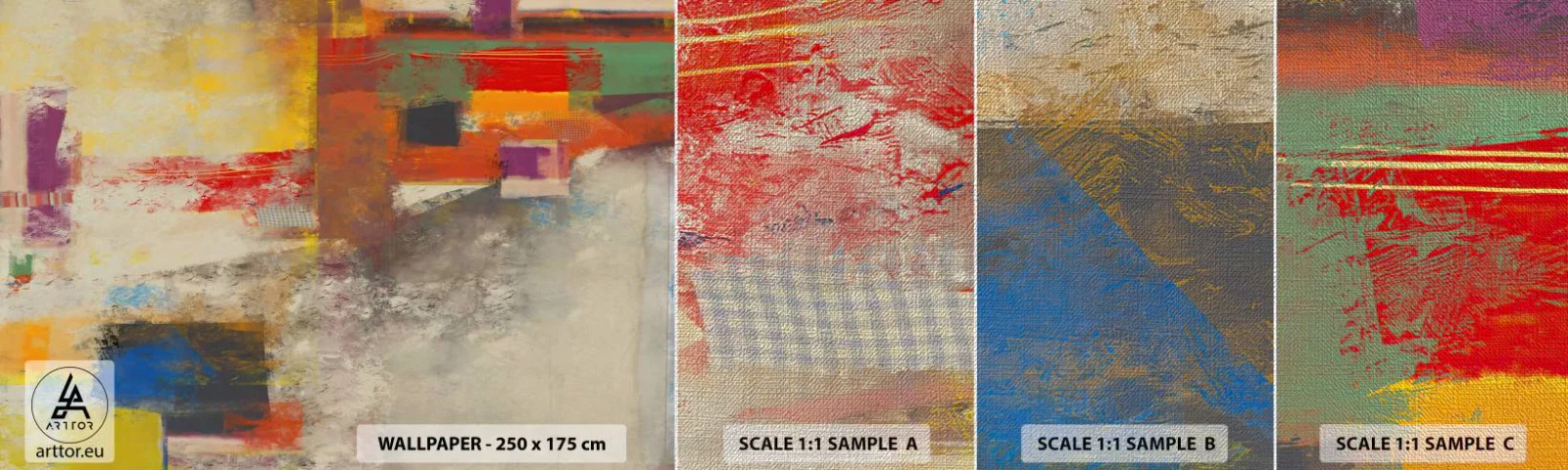 Provbit av fototapet Premium Canvas - Färgernas geometri - Abstraktion, Bit, Målning - 100x30 cm